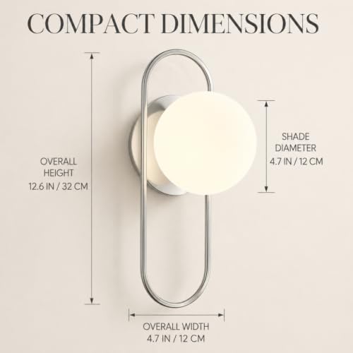 Image of Modern Wall Sconce Polished Nickel Globe Wall Light for Bedroom Hallway | Modern Minimalist Design Soft Frosted Globe Shade Polished Nickel Finish Warm & Comfortable Lighting Ideal for Bedroom