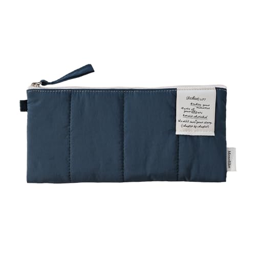 Image of Monolike Archive247 Cushion Pencil Case, 05. Navy - Pencil Pouch, Portable Pencil Bag, Pencil Case, Office Pouch case, Cushion, Soft, Vintage