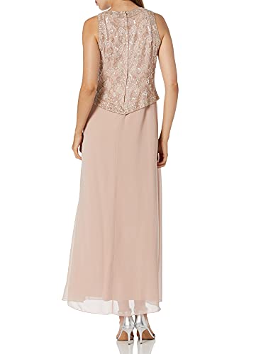 Image of J Kara Womens Sleeveless Mock 2 Piece Beaded Bodice Flare Dress
