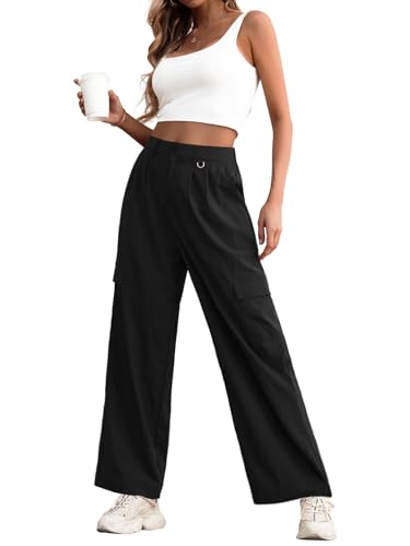 Feiersi Women Wide Leg Cargo Pants High Waisted Casual Baggy Streetwear Women Cargo Pants Trousers2