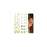 ORAZIO[オラジオ] 12ペアセット ピアス レディース 人気 金属アレルギー対応 14Kゴールドメッキ スタッド フープピアス つけっぱなし サージカルステンレス ジルコニア ムーンストーン 重ね着け 軟骨ピアス アクセサリー