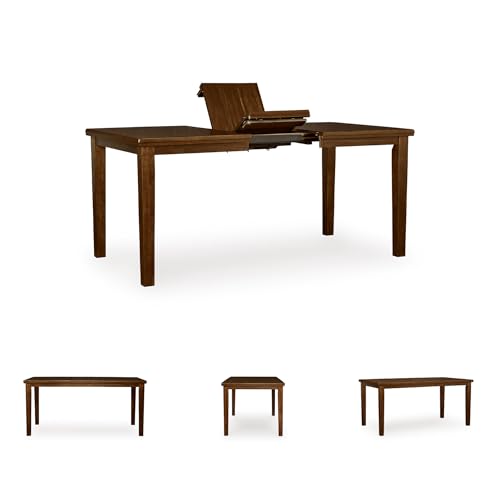 Image of Signature Design by Ashley Ralene Casual Counter Height Dining Extension Table with Distressed Finish, Dark Brown
