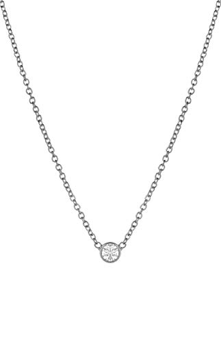 14k White Gold Diamond Solitaire Necklace, Diamond Bezel Necklace 0.10ct 14k White Gold Diamond Solitaire Necklace, Diamond Bezel Necklace 0.10ct