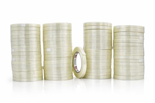 WOD UFST39 Fiberglass Reinforced Filament Strapping Tape, 1/2 inch x 60 yds. 4 Mil (Pack of 72) Filaments Run Lengthwise
