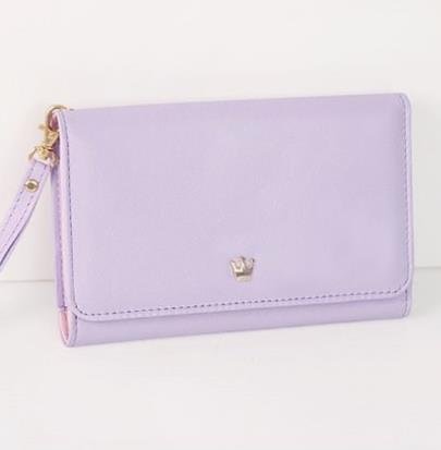 iBuy Man Made Leather Pure Color Little Crown Two Fold Wallet Cover Card Slots Case with Wrist Strap for Samsung Galaxy Note2 N7100 (purple)