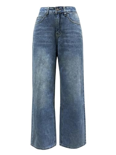 EMMIOL Wide Leg Jeans for Women, Mid Rise Baggy Jeans Plus Size Boyfriends Denim Pants, Y2K Vintage Style4