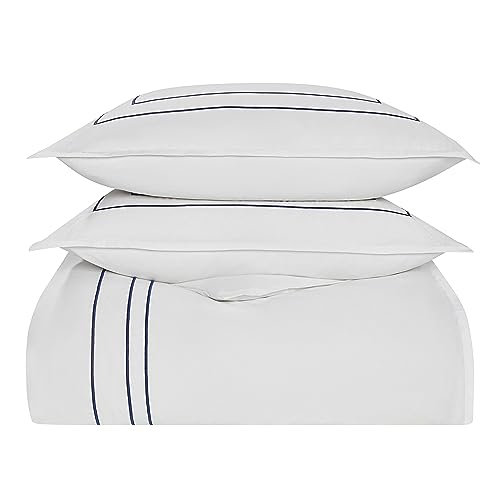 Parure de lit haut de gamme Nautica Alden blanche avec broderies