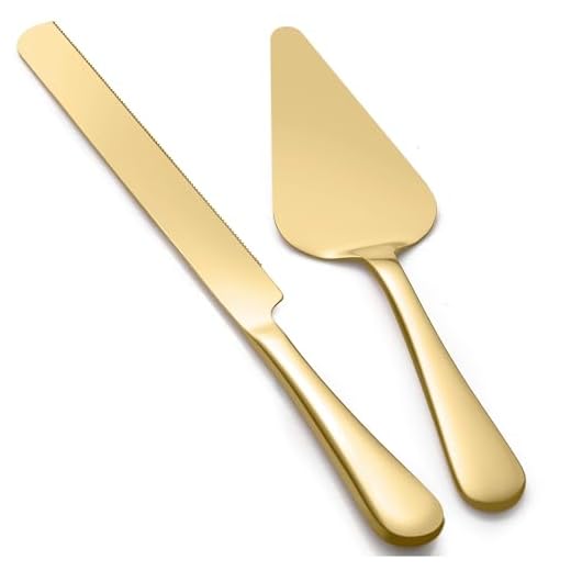 Blvtoios 13-Inch Premium Cake Cutting Set for Wedding, Cake Knife and Server Set with Serrated Blade, Ergonomic Handle & Mirror Finish, Ideal for Cake, Pastry, Pizza and Desserts (Gold)