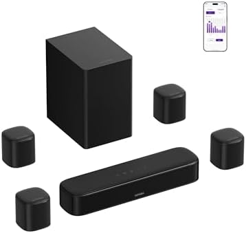ULTIMEA Aura A40 Pro 7.1 Surround Sound System, Soundbar für TV Geräte | 4 Surround-Lautsprechern, 330 W Spitzenleistung, TV Soundbar mit 5,25'' Subwoofer, App Steuerung, HDMI ARC,