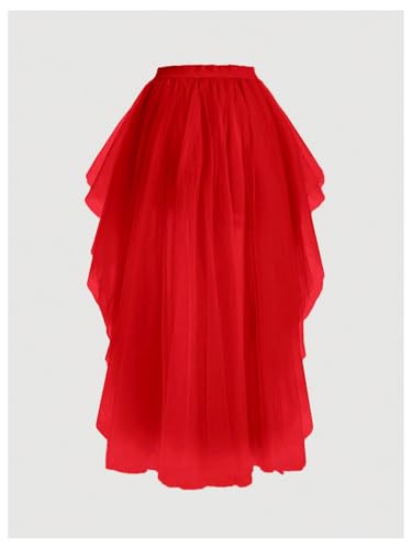SHENHE Women's High Low Tulle Skirt Mesh Tutu Asymmetrical Party Festival Maxi Skirt3