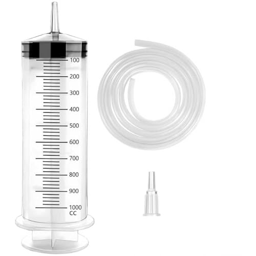 Große Spritze Mit Schlauch Ölabsaugspritze 1000mL Ölspritze Ölpumpe Handpumpe mit Füllstandanzeige Ölpumpe Handpumpe mit Füllstandanzeige Ölabsaugpumpe für Motor Auto Getriebe Hinterachsöl