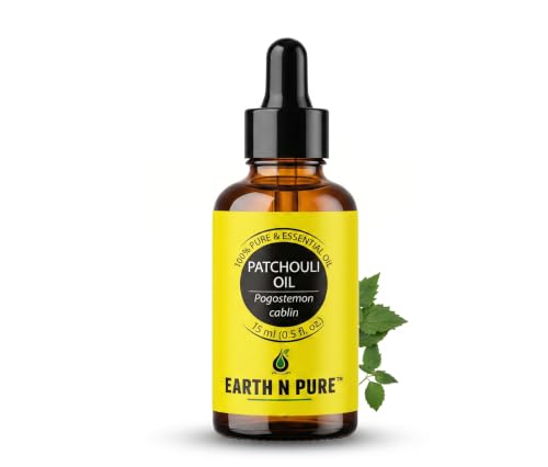 Image of Earth N Pure Patchouli Essential Oil | 100% Pure & Natural | Undiluted | For Diffuser, Aromatherapy, Skincare, Hair Care & Perfume Making | Deep Earthy Aroma | 15ml