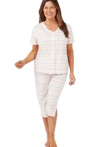 Pyjama capri femme Marlon Diana en jersey souple boutonné devant