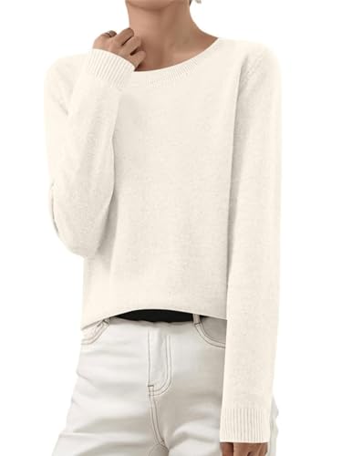 Cashmere Sweaters for Women Fall Casual Round Neck Warm Long Sleeve Shirts Soft Warm Lightweight Sweater Pullover