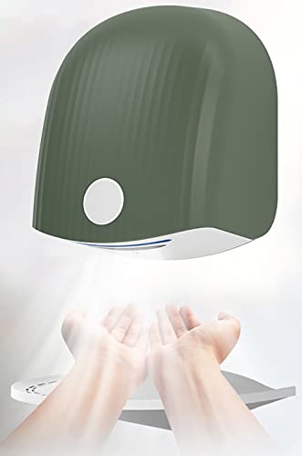 RENJJPBO Electric Hand Dryer with HEPA Filter, 1200W Smart Induction Hand Dryers with Drain Tray, Automatic Toilets Hand Dryer with Adjustable Hot and (Green)