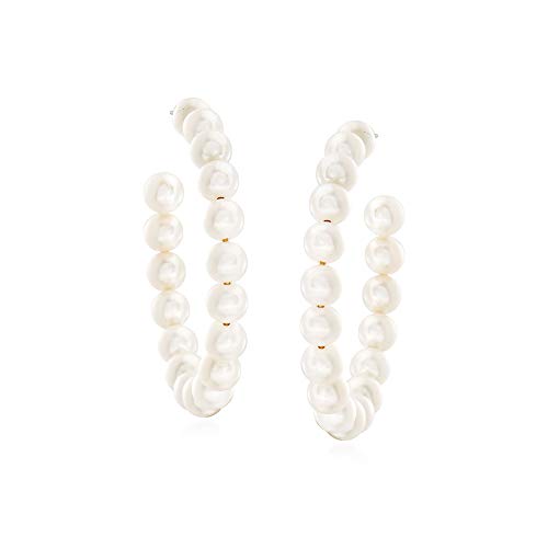 Ross-Simons 6-7mm Cultured Pearl Hoop Earrings in Sterling Silver2