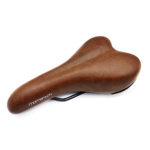 UNISTRENGH Bike Seat Vintage Brown Faux Leather Bicycle Saddle Cushioned Comfortable Foam Padded Retro PU Cycling Seat (Brown #1)