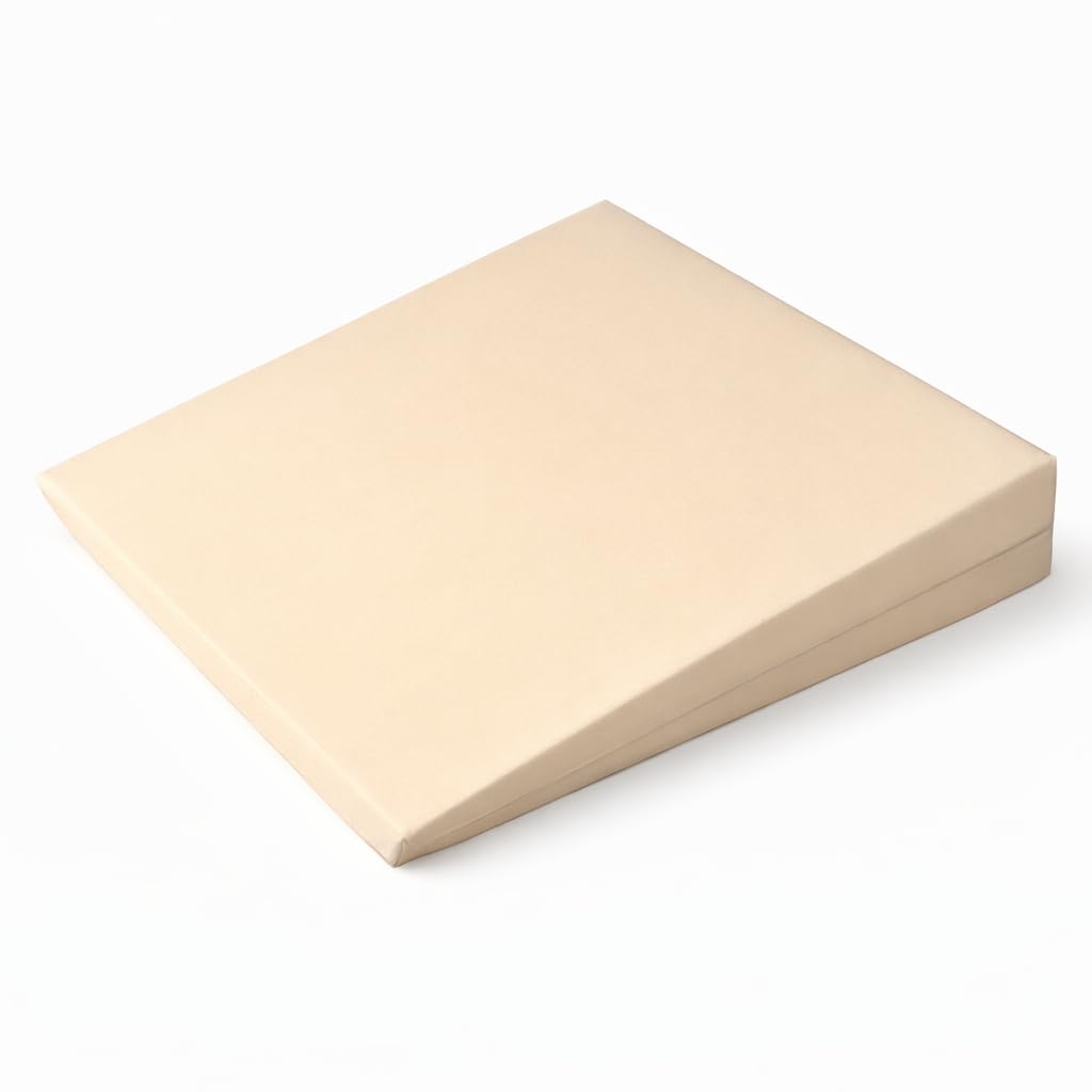 Brillars 11 Degree Wedge Seat Pillow for Back Pain Relief & Posture Support – Ideal for Comfort During Long Sitting Periods – 37x37x9cm (Cream)