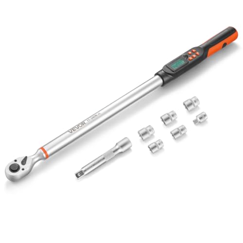 Image of VEVOR Torque Wrench Set 1 /2 inch Drive Digital Torque Wrench 4 Display Units, ±2% Accuracy, LCD Screen, with Buzzer and LED Indicator, with Sockets, Extension Bar, Adapter, for Automotive Repair