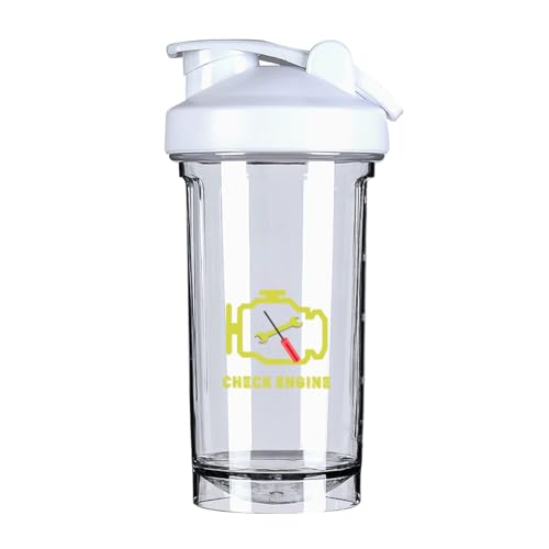 Check Engine Light Mechanic Auto Repair 8 18 Ounce Shaker Bottle Drink Mixer Leak-proof Pre Workout Protein Shakes Meal Replacement Shakes Bottles 500ML/18 Oz White-1-2