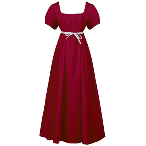 Disfraz de Halloween para mujer largo Victorian Medieval para mujer, vestido de baile de talle alto, cosplay, elegante, corte en U, mascarada, carnaval, para motivos reales