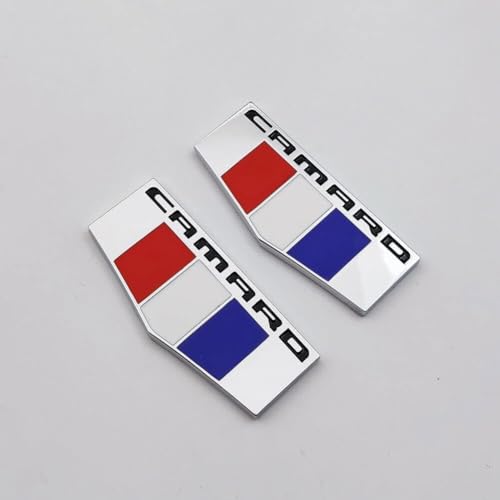 Image of 2Pcs Metal Camaro M Emblems Car Badge Front Right Left Fender Decal Replacement for Camaro Ss Rs Zl1 (Chrome)