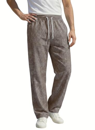 Image of INDICLUB Men's Track Pants with Side Stripe, Drawstring Waist, Straight Leg