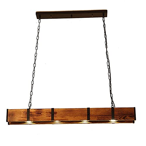 WGFJKI Lámpara Colgante LED Madera Rústica Retro Lámpara Pendel Industrial Loft Bar Lámpara Colgante 4 Luces Comedor Dormitorio Estudio Araña Vintage Metal Antiguo Madera Decorativa H?ngelamp / 100cm
