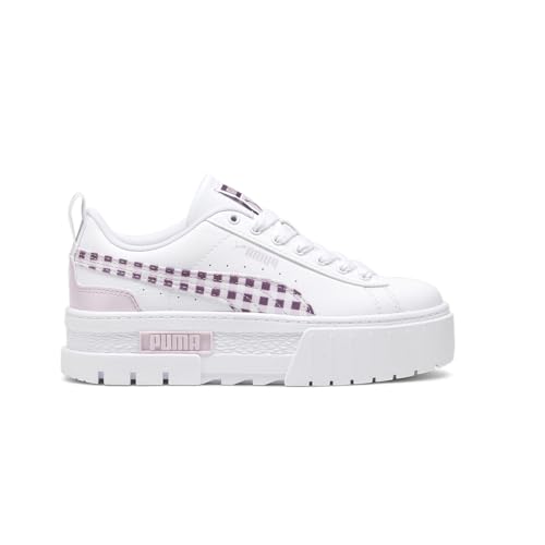 PUMA Kids Girls Mayze Gingham Cozy Lace Up Sneakers Shoes Casual - White