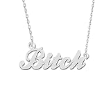 GR35Z9 Bitch Name Necklace Silver Initial Pendant Necklace Dainty Jewelry for Women