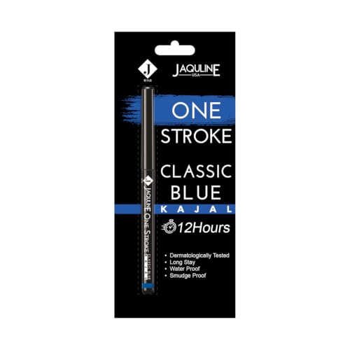Image of JAQULINE USA One Stroke Blue Kajal for Women Waterproof & Smudge-Proof | 12Hr Long Stay | Vibrant Blue | Lightweight | One Stroke Application | Easy Twist Format - 35g