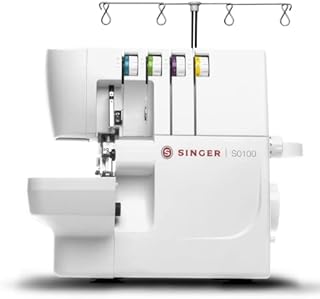 SINGER | S0100 Serger Overlock Machine With Included Accessory Kit - 2/3/4 Thread Capacity - 1300 SPM - Free Arm, White