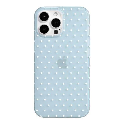 inewateri for iPhone 16 Pro Max Case Cute Polka Dot-Matte Blue White