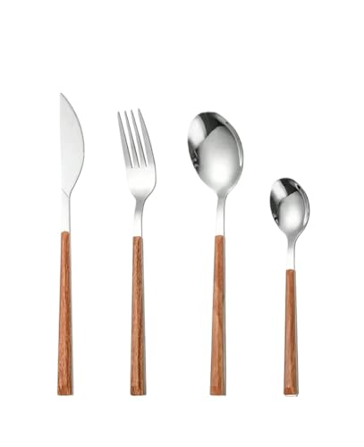 Cubiertos de acero inoxidable de 4 piezas con mango plástico para evitar cubiertos desechables 2