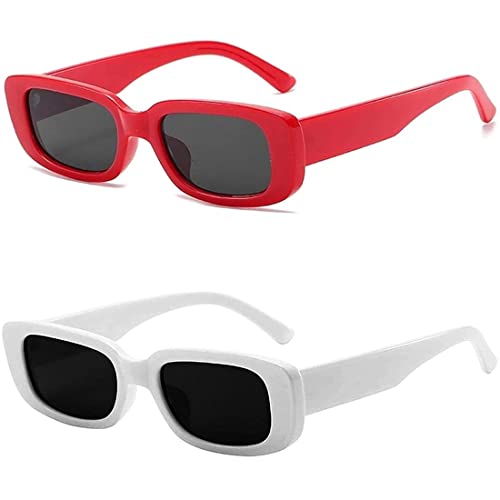 Image of Rectangle Sunglasses for Women Retro Driving Glasses 90's Vintage Fashion Narrow Square Frame UV400 Protection
