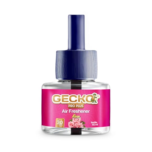 Image of Gecko Pro Nights Plug-In Room Freshener Kit with Rose Fragrance | Floral Air Freshener for Home, Bedroom, Bathroom, Office & Living Spaces | 3 Refills (45 ml Each) + 1 Machine
