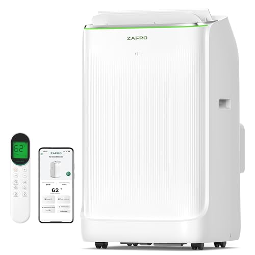 ZAFRO Smart Inverter Portable Air Conditioners, 16000 BTU (12000 BTU SACC) Dual Hose Portable AC Unit with Energy Saving/Ultra Quiet(42dB)/Drainage-free Cooling/APP/Remote for Multi-Scenario Use
