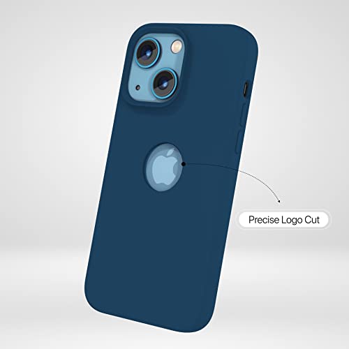 Image of Vaku Luxos Liquid Silicon Logo-Cut for iPhone 14 Plus Cover Case, Soft TPU, Shockproof, Scratch Resistant, 6 Feet Drop Protection, Compatible with iPhone 14 Plus Back Cover - Navy Blue