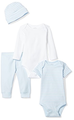 Moon and Back Baby 4 Piece Organic Playtime Gift Set, Blue Sky, 6-9 Months