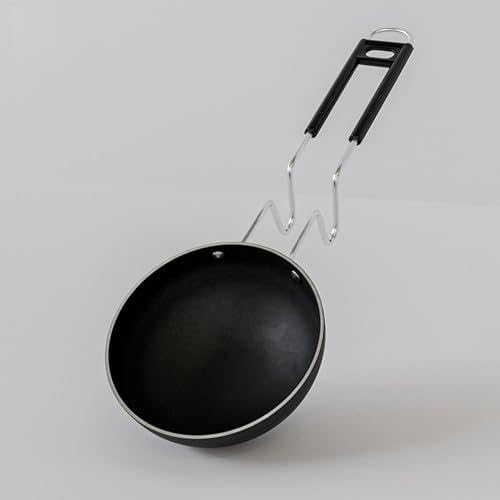 Image of Healthy Cast Iron Tadka Pan - PFOA-Free, Less Oil, Unbreakable Handle, 12 cm Diameter, 0.35 L Capacity (IRON-TARKI-12), Multicolor