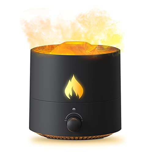 Flame Aroma Diffuser Luftbefeuchter Geräuschloser Diffusor 180ml Luftbefeuchter DuftöL Diffuser für ätherische Öle Raumbefeuchter für Schlafzimmer Zuhause, Büro, Yoga mit Auto-Off-Schutz (Schwarz) Cover
