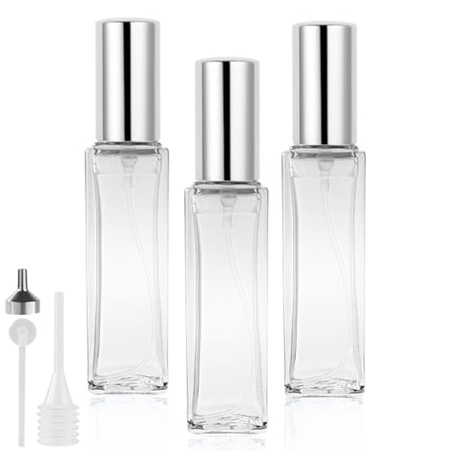 Image of LOPHE Perfume Atomiser Refillable, Mini Refill Bottles, Empty Glass Atomiser Spray Bottles, Portable with Fine Mist for Business Trips, 20 ml 3 Pcs Transparent