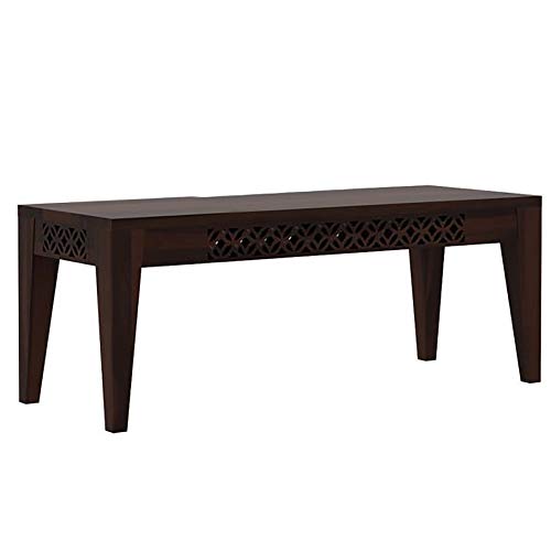 Image of Solid Sheesham Wood 6 Seater Dining Table with 4 Chairs and 1 Bench for Living Room Home Office Dining Room Wooden Furniture Dinner Table Set (Walnut Finish)