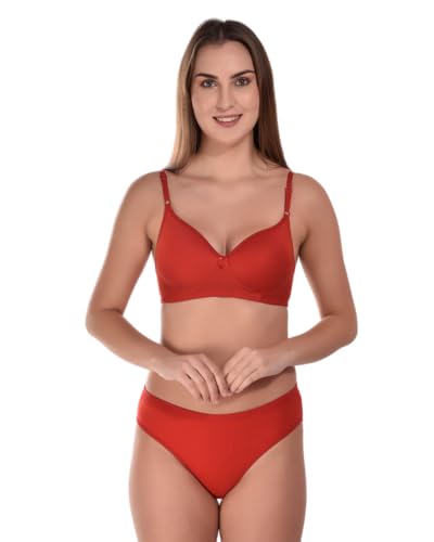 Image of SGC SWEDEN Women's Lingerie Set | Cotton Blend Lightly Padded Non Wire Push-Up Bridal Bra Panty Lingerie Set | Super Soft and Comfortable Lingerie Set