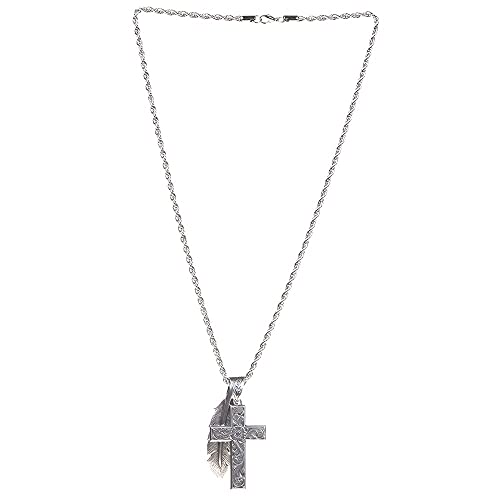 M&F Western Products M&F Western Products Silver Cross and Feather Necklace2