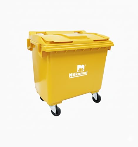 Image of Nilkamal Big Plastic Wheeled Dustbin with Lid 660 Litre Yellow