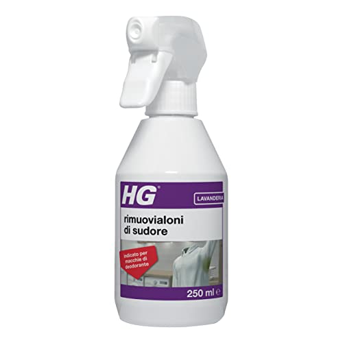 HG Spray smacchiatore per macchie di sudore - Rimuove le macchie gialle e bianche di sudore e gli odori da vestiti e camicie - 250 ml