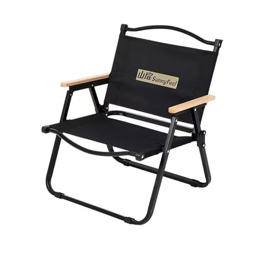 RTVGNSZSJL Sillas De Camping Portátil，Sillas De Playa con Respaldo，Silla Plegable con Reposabrazos para Camping, Playa, Viajes(Black)