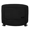 NettyPro Fire Pit Cover Round Fade Resiatant Waterproof 600D Outdoor Patio Firepit Cover for Fireplace Fire Bowl, 50 x 24 Inchs, Black