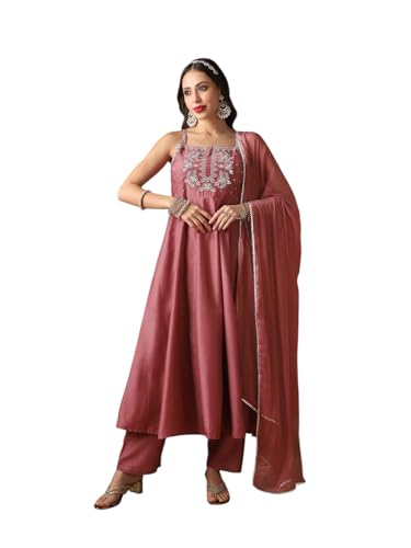 Image of Globus Women Kurta Set (GS578843 Maroon S)